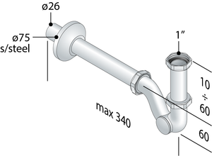 SIFONE ALTA QUALITA' - MOD. S IN OTTONE UNI EN 274- 1 x 26- TEA- pezzi 1
