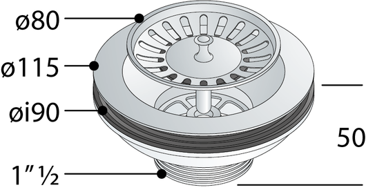 PILETTA LAVELLO MOD. PICNIC SENZA TROPPO PIENO- 11/2 x 115- TEA- pezzi 1