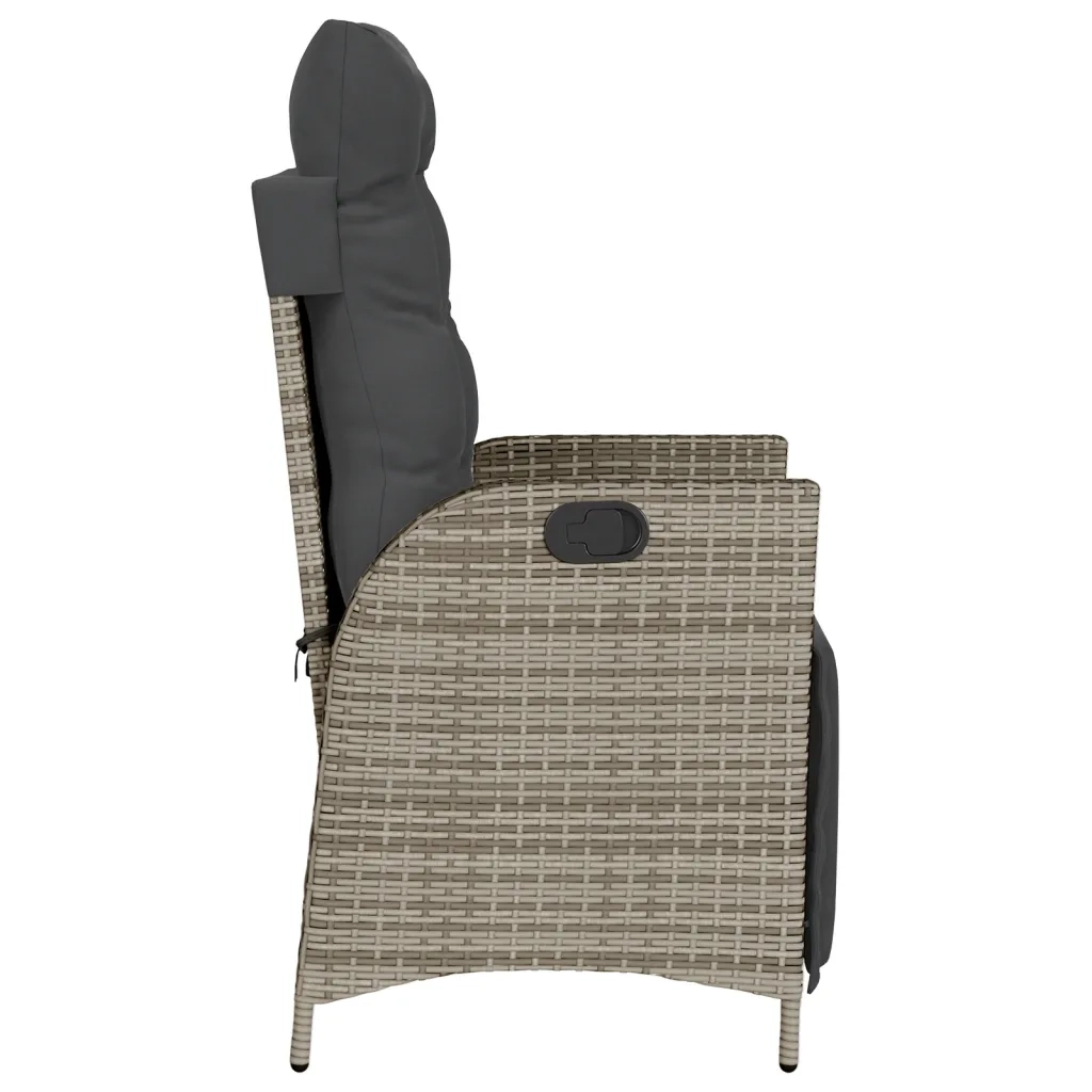 Sedia Reclinabile da Giardino con Poggiapiedi Grigia Polyrattan 365283