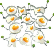 Forme di uovo cotto per padella, 11 pezzi, forma di uovo cotto in acciaio inossidabile con manico Forma di uovo cotto con manico per padella