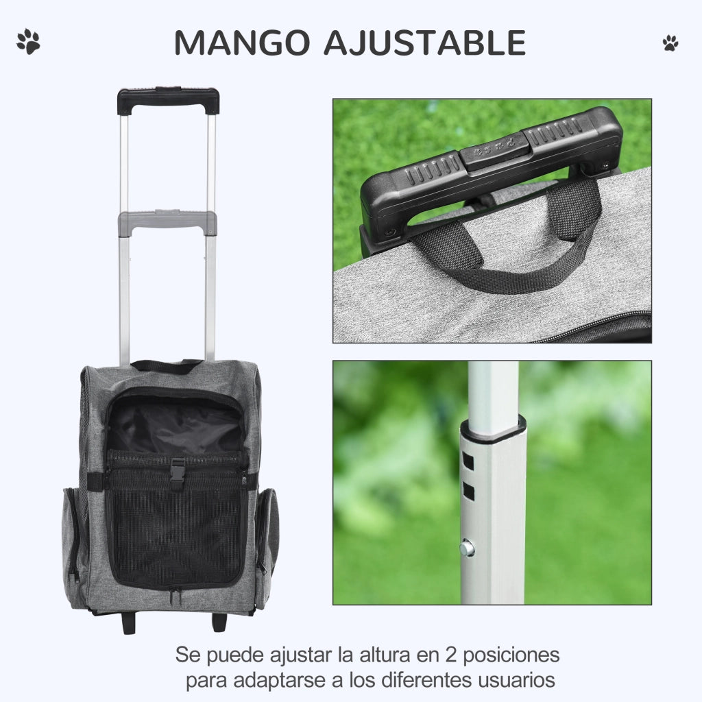 Carrello Trasportino per Animali Domestici 2 in 1 ¨C zephmum ¨C Grigio 42x25x55 cm