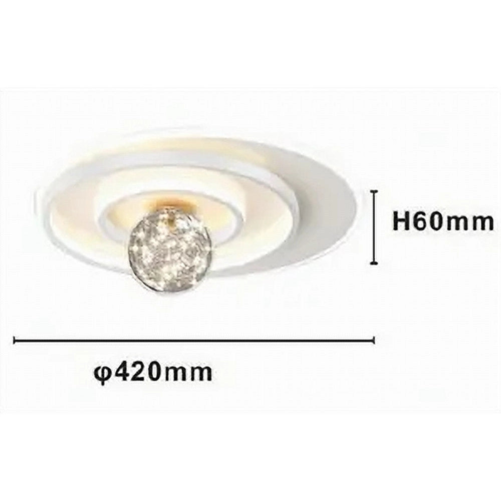 Trade Shop - Plafoniera Led 48w Cerchio Spirale Bianco Sfera Lampadario Tondo Luce Fredda 70760 -
