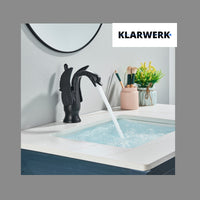 ADRIAN | Rubinetteria da bagno di design in acciaio inox con effetto cigno per lavabo lussuoso nero opaco ristorazione | miscelatore bagno 2 attacchi