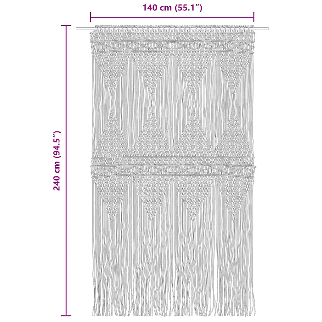 Tenda Macramè Antracite 140x240 cm in Cotone 323996