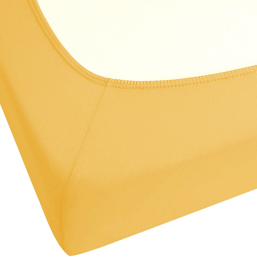 Lenzuolo con angoli cotone giallo senape 180 x 200 cm con bordi elastici modello classico a tinta unita camera da letto classica