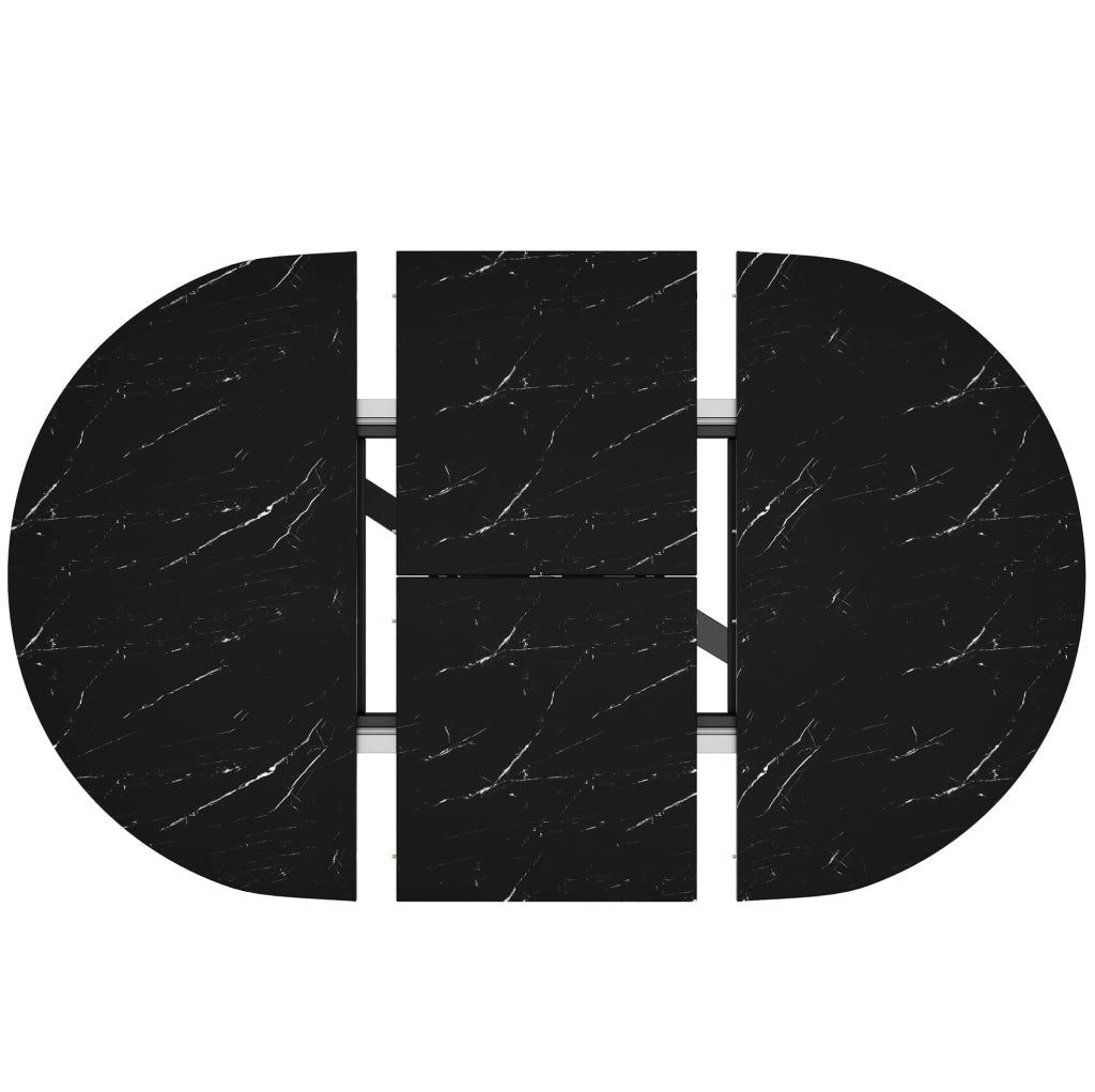 Tavolo rotondo allungabile effetto marmo 100/140 cm in MDF e metallo nero