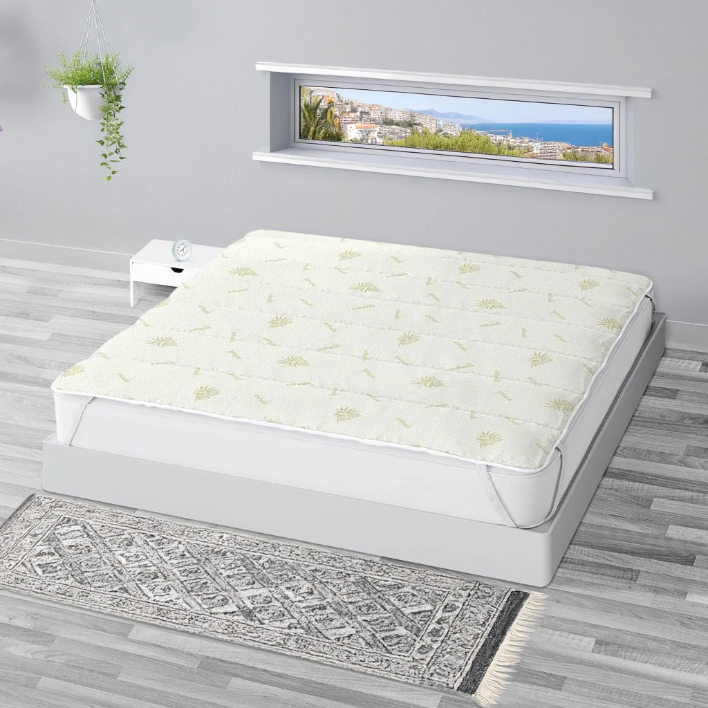 Topper Aloe Vera 400 Grammi Ad Alta Densità Correttore Materasso Con Elastici Coprimaterasso Alto Salva Materassi Spesso Letto Comodo Certificato Oeko Tex Lavabile In Lavatrice Bianco - Singolo