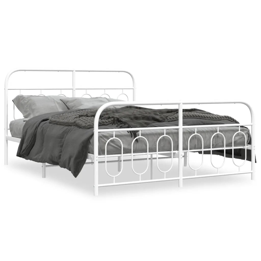 Giroletto con Testiera e Pediera-Struttura Letto Metallo Bianco 140x190 cm 744824