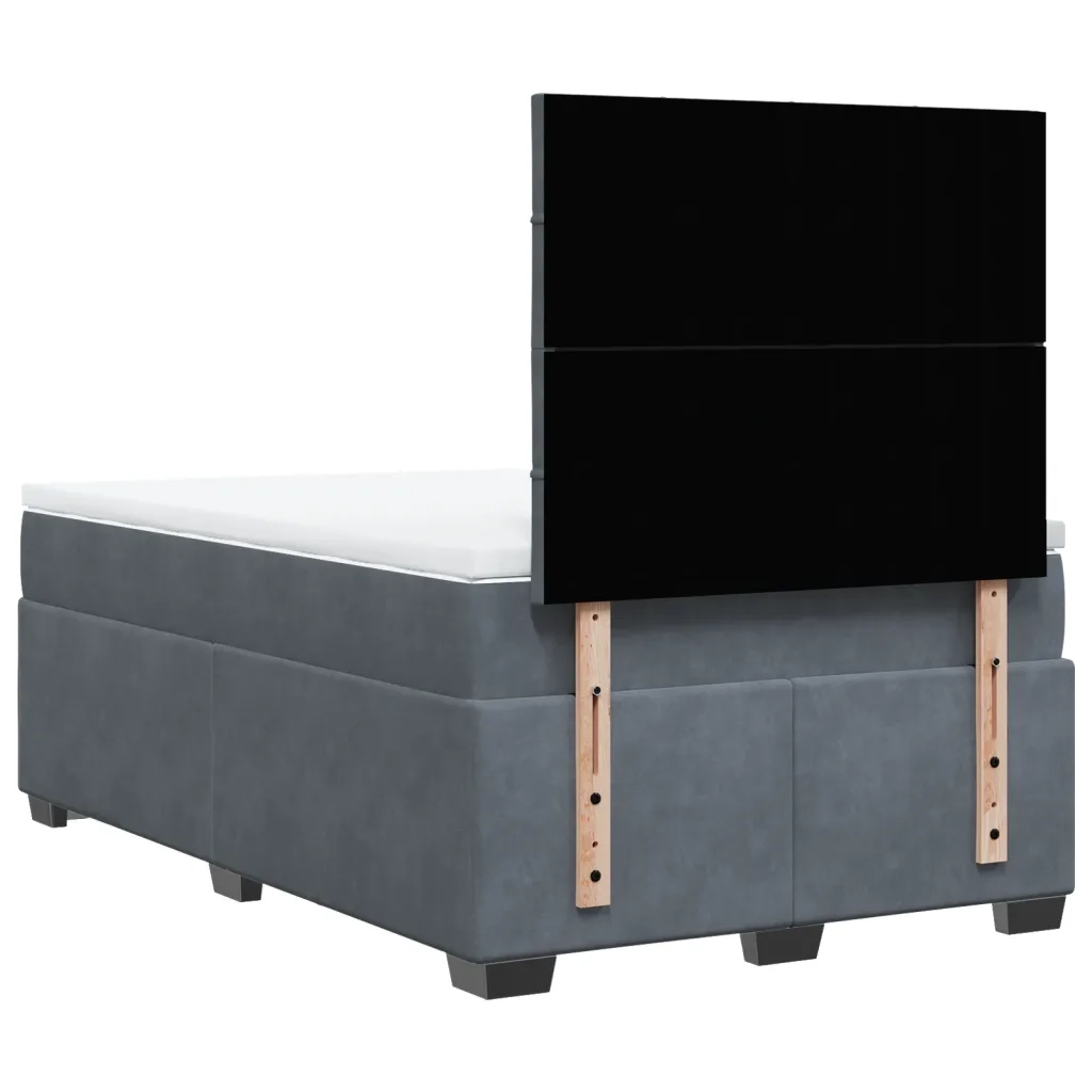 Giroletto a Molle con Materasso Grigio Scuro 120x190 cm Velluto 3290859