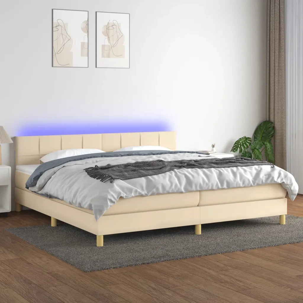 Letto a Molle Materasso e LED bianco 200x200cm in Tessuto cod mxl 63093