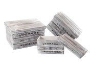 MAURY'S SET 3 CASSETTE IN LEGNO ANTICATO CON COPERCHIO IN MISURE DIFFERENTI