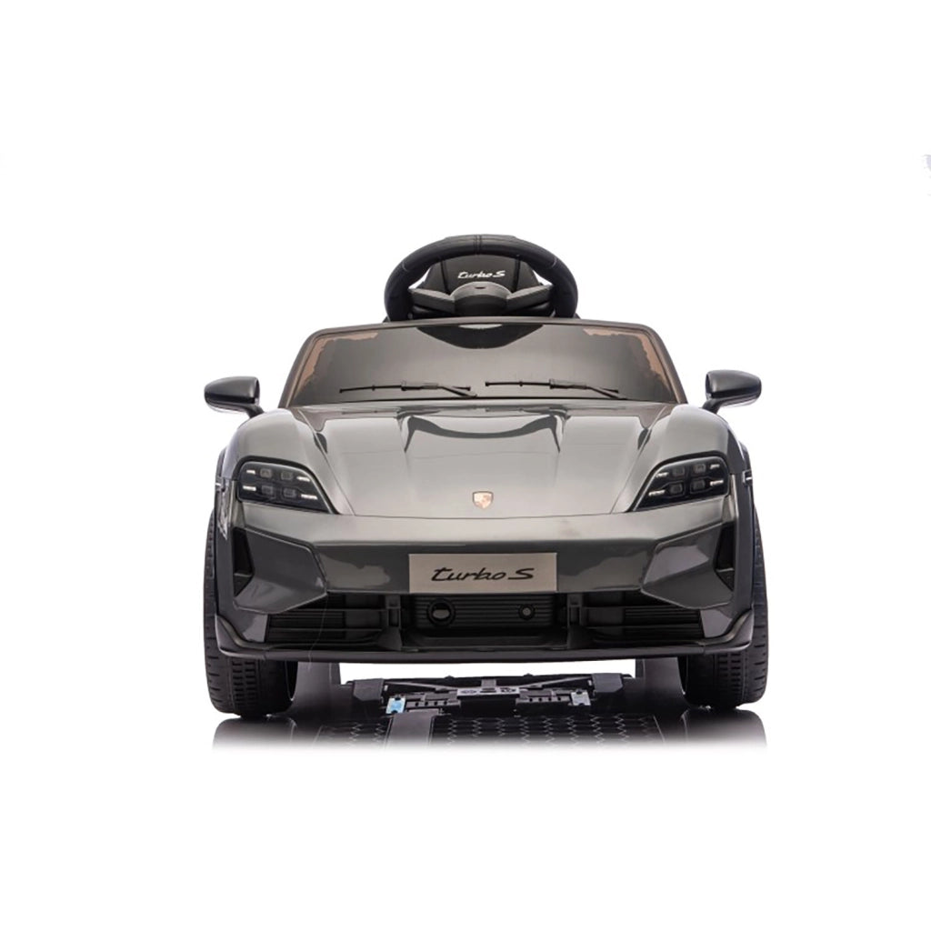 Macchina Elettrica per Bambini Porsche Taycan Turbo S 12V con Telecomando Bluetooth Luci LED e Tappetini Nero
