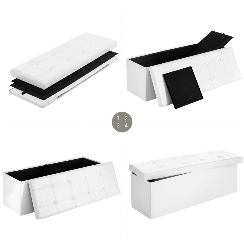 Valora PUFA - LSF702V1 Pouf Organizer Bianco MDF Seduta Contenitore