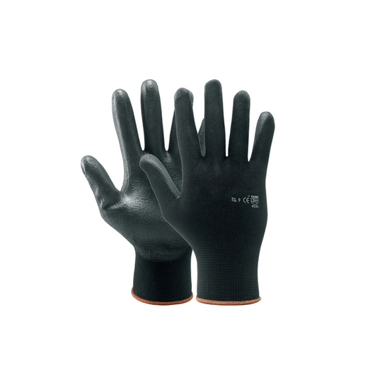 GUANTO POLIESTERE/POLIURETANO NERO IDEAL STAR Tg. 7 - 12 paia- IDEAL STAR