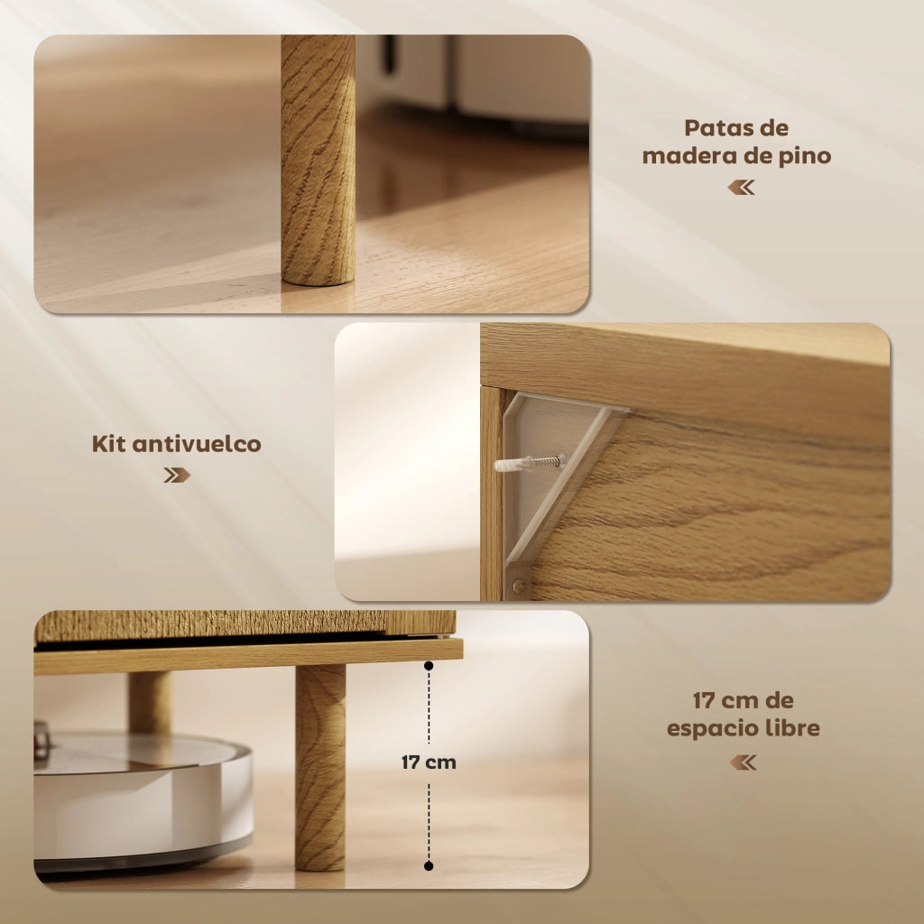 Credenza con ante scorrevoli in rovere ¨C Zephmum ¨C 60x40x78 cm