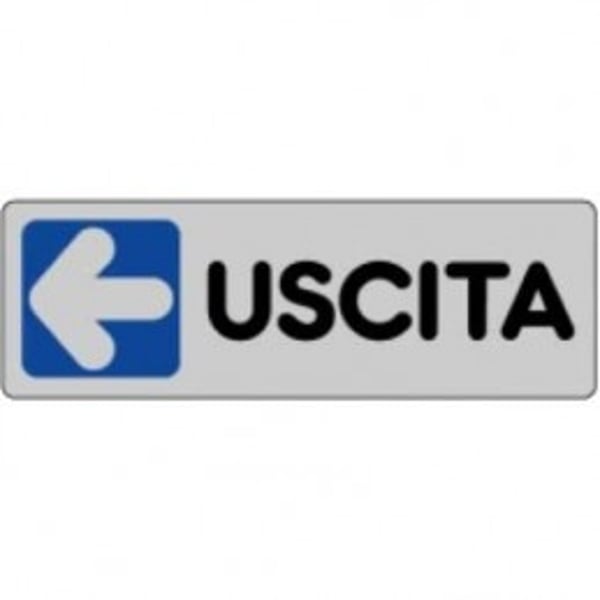 TARGA SEGNALETICA ADESIVA USCITA SX - VINILE CM 15X5- 10 pezzi