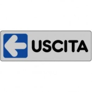 TARGA SEGNALETICA ADESIVA USCITA SX - VINILE CM 15X5- 10 pezzi