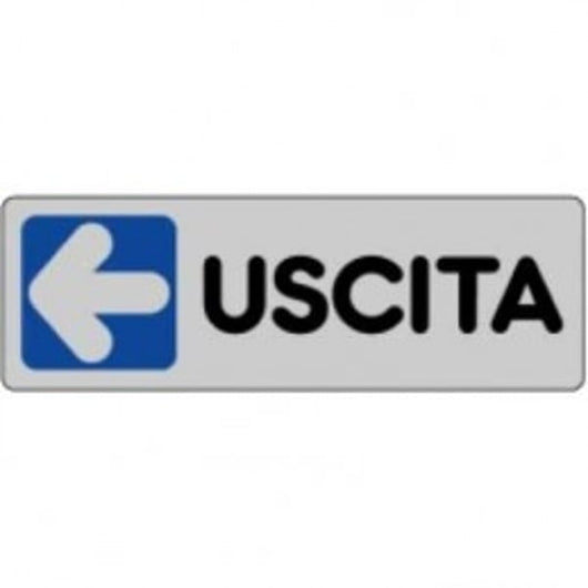 TARGA SEGNALETICA ADESIVA USCITA SX - VINILE CM 15X5- 10 pezzi