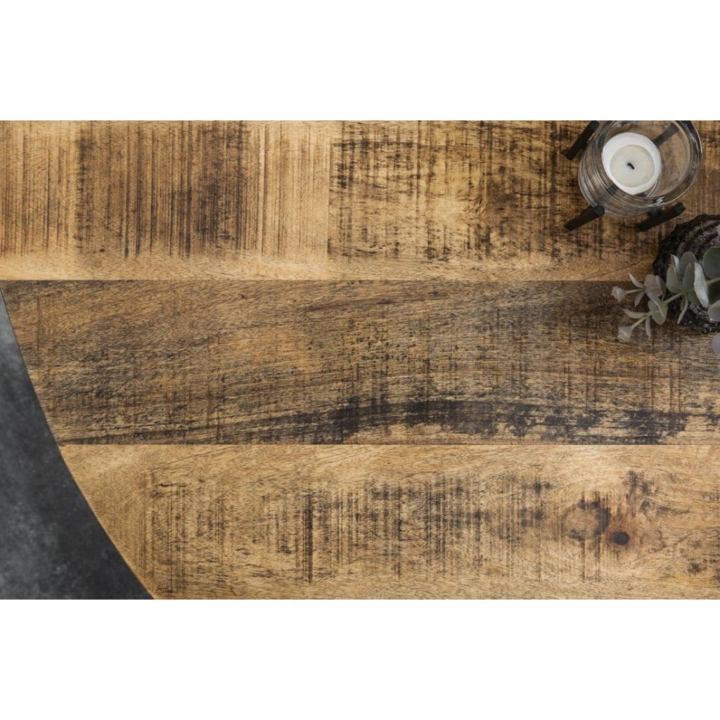 Tavolo da pranzo LODEN 120 cm – Piano rotondo in legno massello di mango e struttura in metallo nero