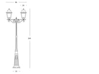 Lampada Palo Alto Due Luci per Giardino Colore Nero per Esterno Linea Maxi Quadrata Livos