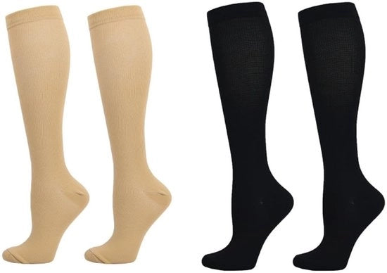 Compressori di supporto per ginocchia - Medici - Lunghezza - Elastici - Compressi - Uomo/Donna - Nero/Tonico - Disegno ergonomico - Calze di compressione