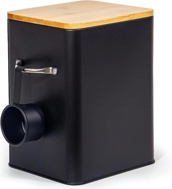 Contenitore per detergente 6,5 l con cucchiaio per dosare, contenitore per polvere detergente, contenitore per cibo per animali, contenitore per conservazione per biscotti, contenitore per caffè, contenitore per cibo per animali (nero)