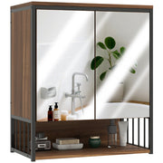 Armadietto Bagno con Specchio e Ante ¨C zephmum ¨C Marrone 60x30x