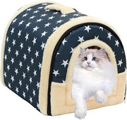 Casa per gatti pieghevole 2-in-1 lavabile con copertura outdoor resistente all'acqua per gattini conigli e cavi.
