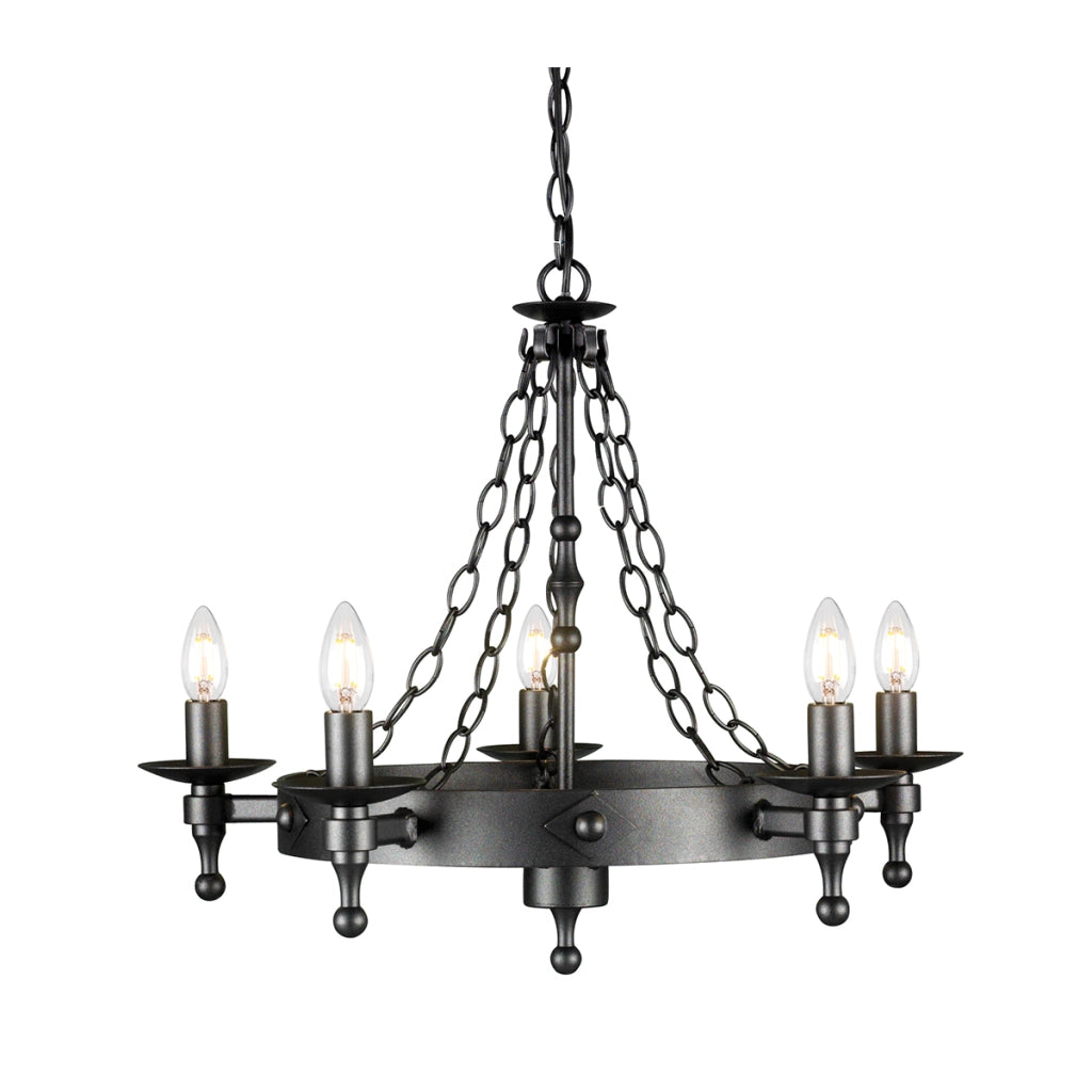Lampadario Warwick in grafite nero 5xE14 60W Elstead