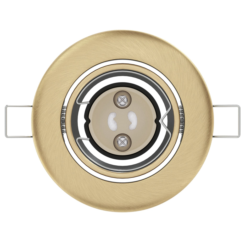 Spotlights Incassati 6 pz Rotondi GU10 Ottone Ã˜90 mm Acciaio