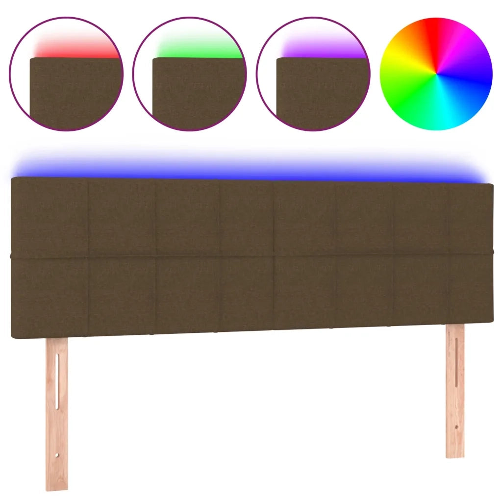 Testiera | Testata a LED Marrone Scuro 144x5x78/88 cm in Tessuto