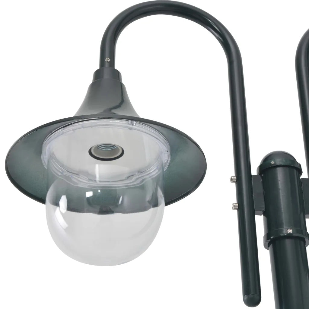 Lampione da Giardino E27 220 cm Alluminio 2 Lampade Verde Scuro CFW6061494