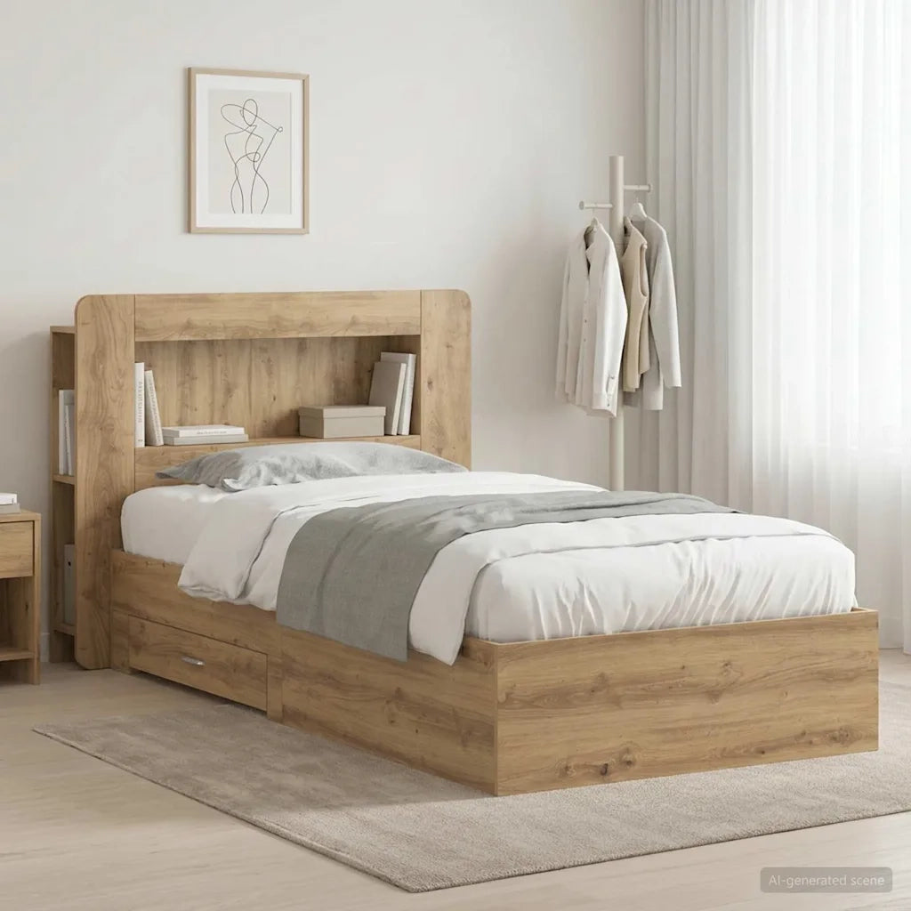 Telaio del letto con storage Rovere Artigianale 90 x 190 cm