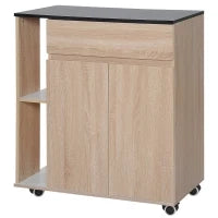 Carrello da Cucina con Ruote, Carrello Cucina con Cassetti Armadietto in Legno Truciolato 78x39.5x88.5cm