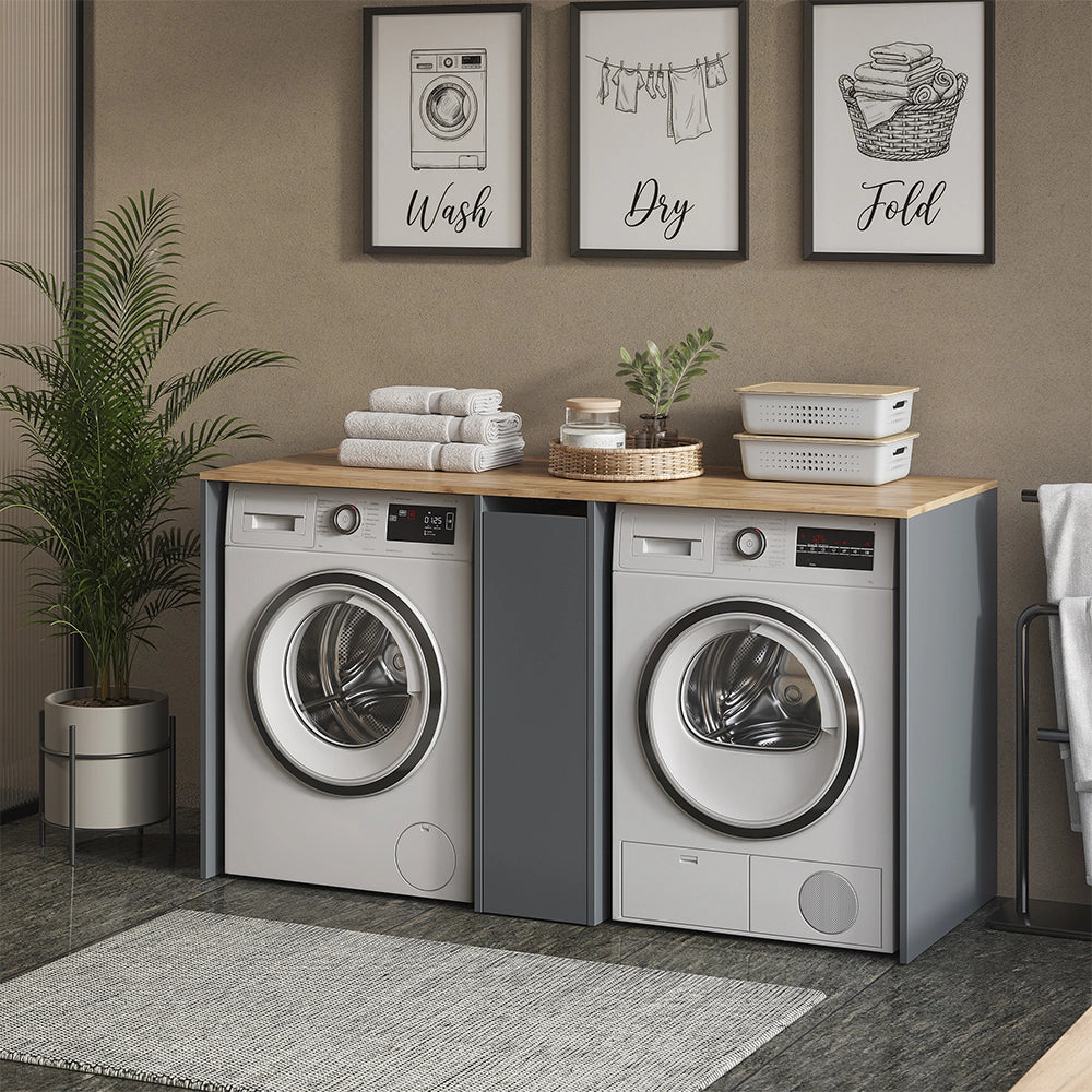 Vicco Mobile lavatrice Antracite/Rovere dorato 159.8 x 88.2 cm con 3 scomparti