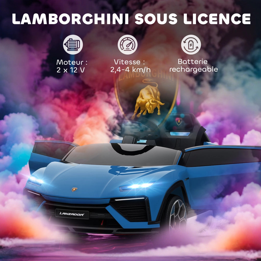 Auto elettrica per bambini Lamborghini 12V ¨C zephmum ¨C 2 motori, telecomando 2.4G, blu