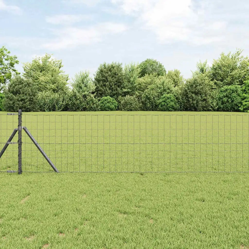 Recinzione con Posto Grigio 0,6 x 25 m Acciaio e PVC 3350445