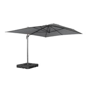 Ombrellone rettangolare eccentrico, 3x4m + base 50x50cm, grigio