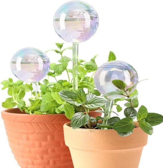 Bolle di irrigazione per vacanze, sfere di irrigazione colorate in vetro per uso interno, bolle di irrigazione automatiche, lampadine auto-irriganti (3 sfere colorate)