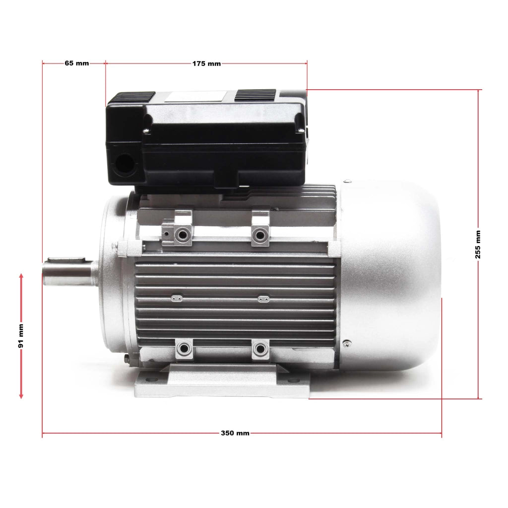 Motore elettrico monofase a 2 poli 230V 2,2kW (3CV) con condensatore di avviamento 2850 giri/min e avvolgimento in alluminio