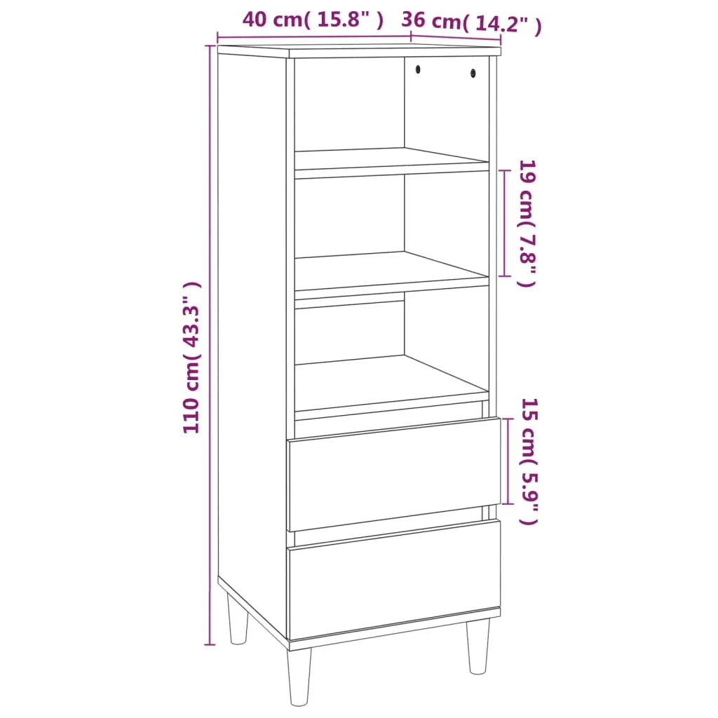 Buffet credenza cassettiera mobiletto mobile contenitore organizer cucina soggiorno salotto alto 40 x 36 x 110 cm legno ingegnerizzato grigio 02_0034433