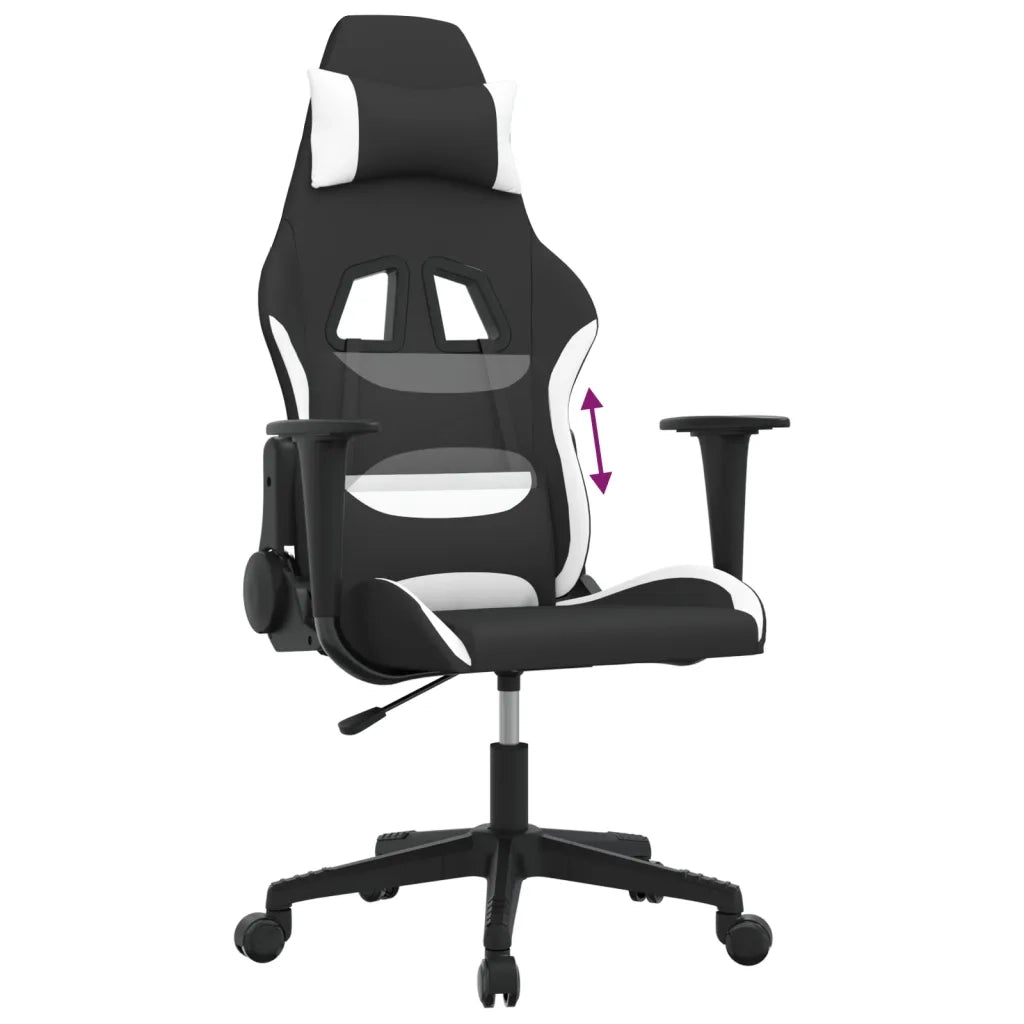 vidaXL Sedia da Gaming Nero e Bianco in Tessuto