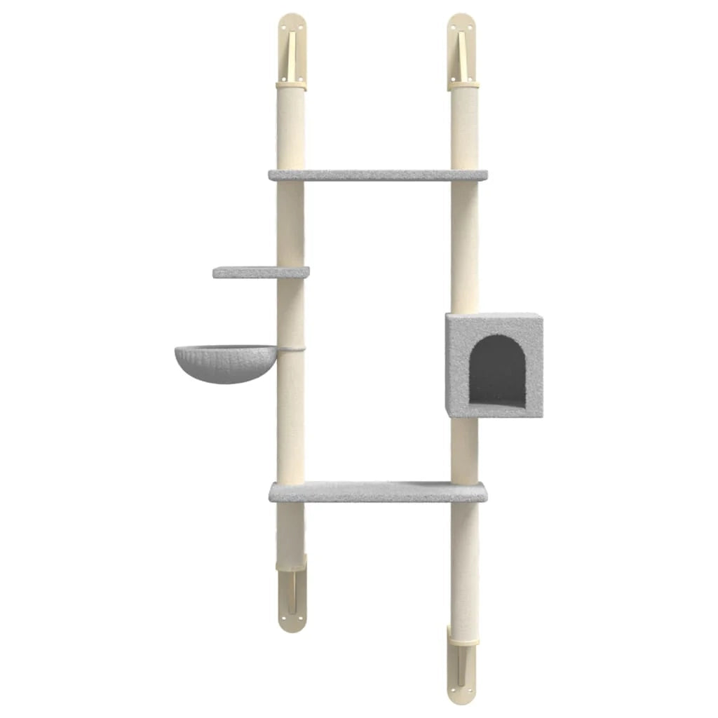 Tiragraffi per gatti Mobili per arrampicata su torre Raschietto per gatti Piattaforma da arrampicata a parete con tiragraffi trasparente 180 cm grigio 02_0022776