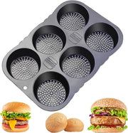 34,5×23,5×4 cm - Forma per Hamburger in Silicone - Antiscivellamento Resistente al Calore - Forma per Hamburger con 6 Fori - Forma per Hamburger - Cottura - Nero