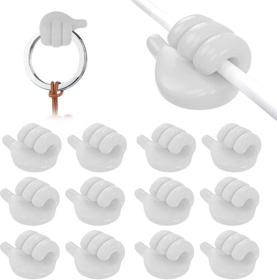 Manicotti autoadesivi, 12 pezzi Organizzatori per cavi con maniglie silicone per clip per cavo per asciugamano per chiave per cucina bagno ufficio.