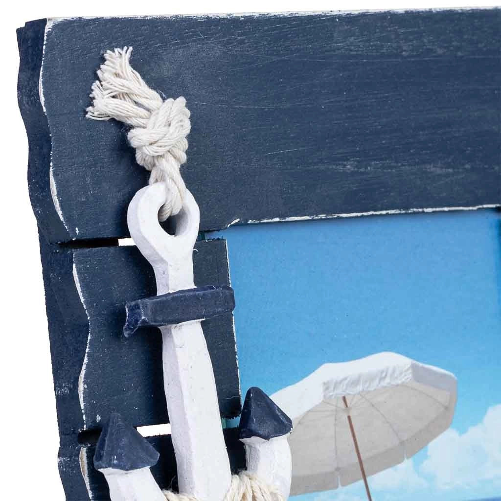 Cornice portafoto in legno blu, 18,5x3x21 cm