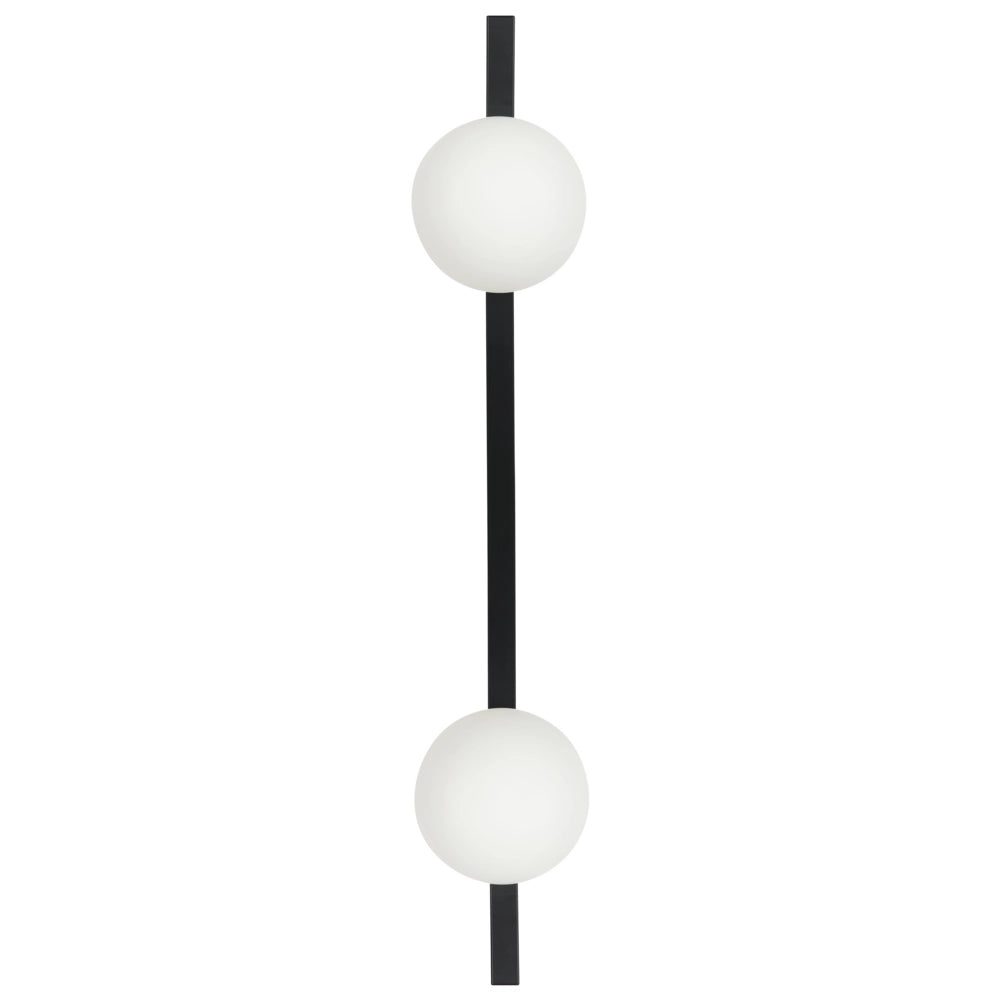 Lampada da parete con vaso per piante base nera in metallo con 2 paralumi in vetro stile moderno camera da letto