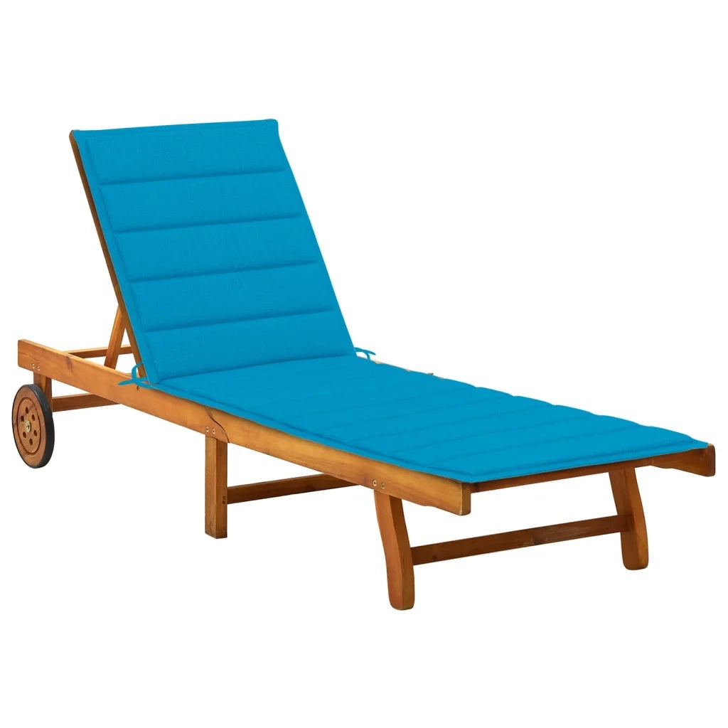 Lettino Prendisole da Giardino con Cuscino Massello di Acacia cod mxl 72117