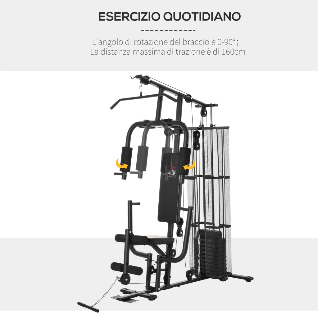 Attrezzo Palestra Multifunzione ¨C zephmum ¨C Nero Acciaio 150x110x210cm