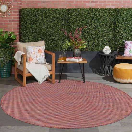 Tappeto circolare resistente all'acqua per interni ed esterni - balcone terrazzo giardino - resistente UV e acqua - arcobaleno 80cm